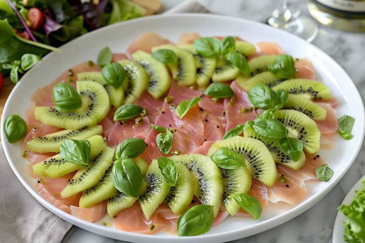 Carpaccio de bar au kiwi et basilic : une recette pour étonner vos convives et raviver leurs papilles