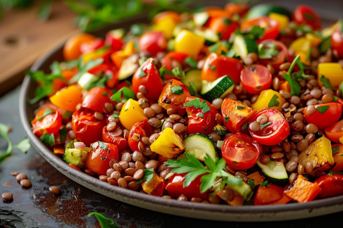 Comment une simple salade de lentilles et légumes rôtis peut transformer votre dîner : une recette qui éveille les sens et nourrit l'âme