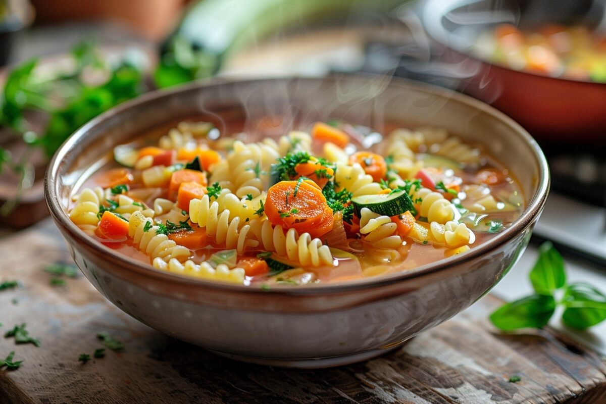 Soupe de pâtes aux légumes facile