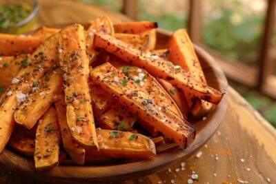 Vos papilles méritent-elles un régal sain? : découvrez l'art des frites de patates douces au four