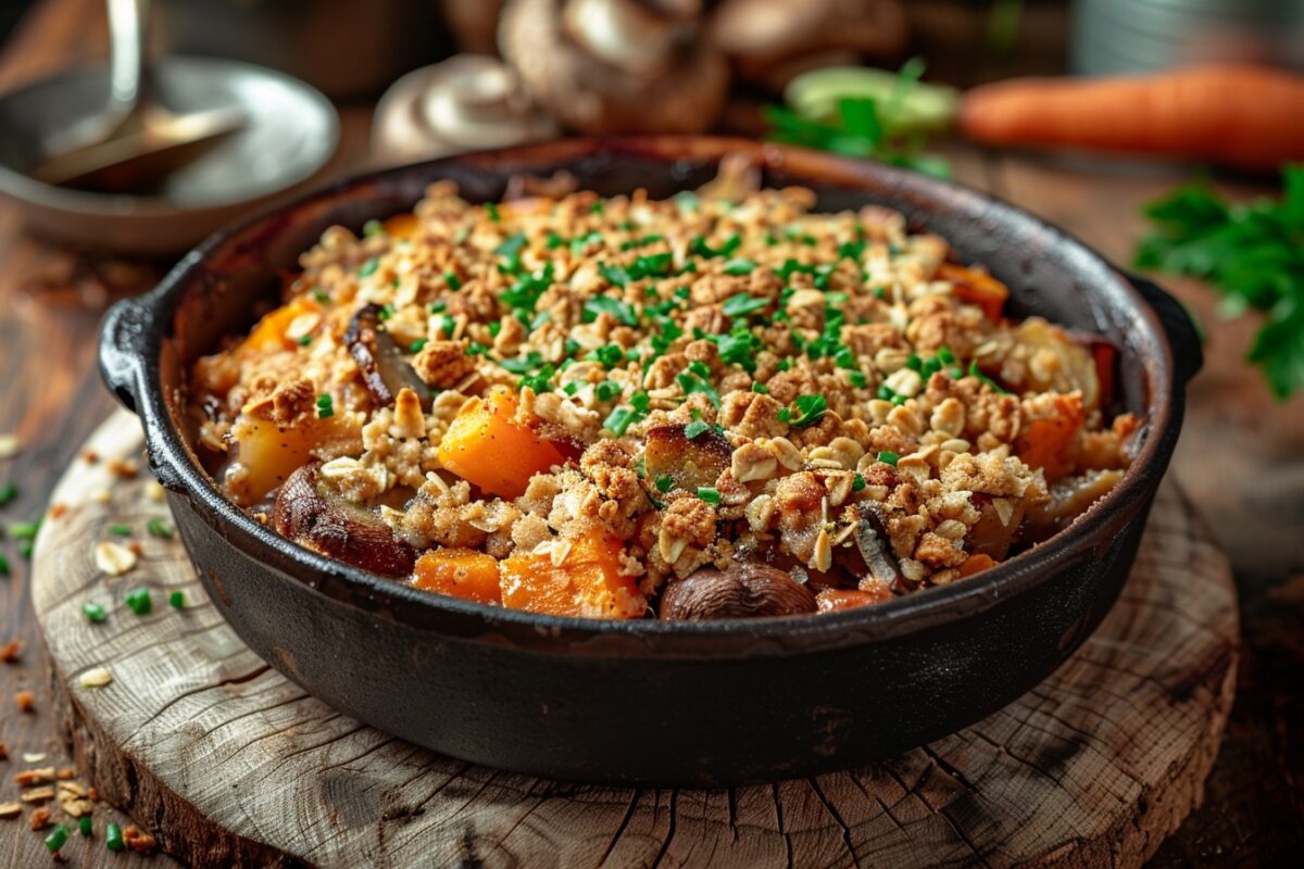 Votre dîner mérite une touche spéciale ce soir : pourquoi ne pas essayer un crumble salé aux légumes d'hiver?