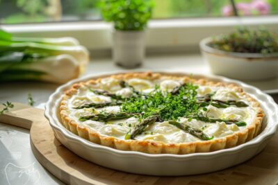 Vous avez déjà essayé une tarte printanière qui fusionne asperges et burrata ? Voici comment éveiller vos papilles