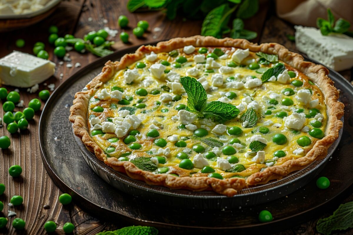 Vous avez faim de changement ? Essayez cette quiche petits pois, feta et menthe : un délice sans beurre