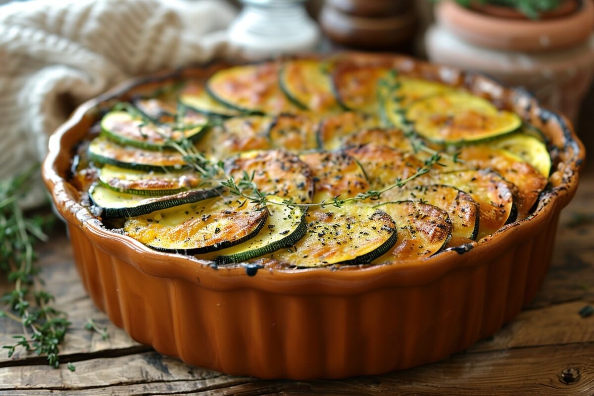 Vous avez peur de rater le dîner ce soir ? Voici un gratin de courgettes et thym qui sauvera votre soirée