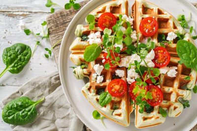 vous cherchez une entrée qui surprendra vos invités ? testez les mini-gaufres salées aux épinards