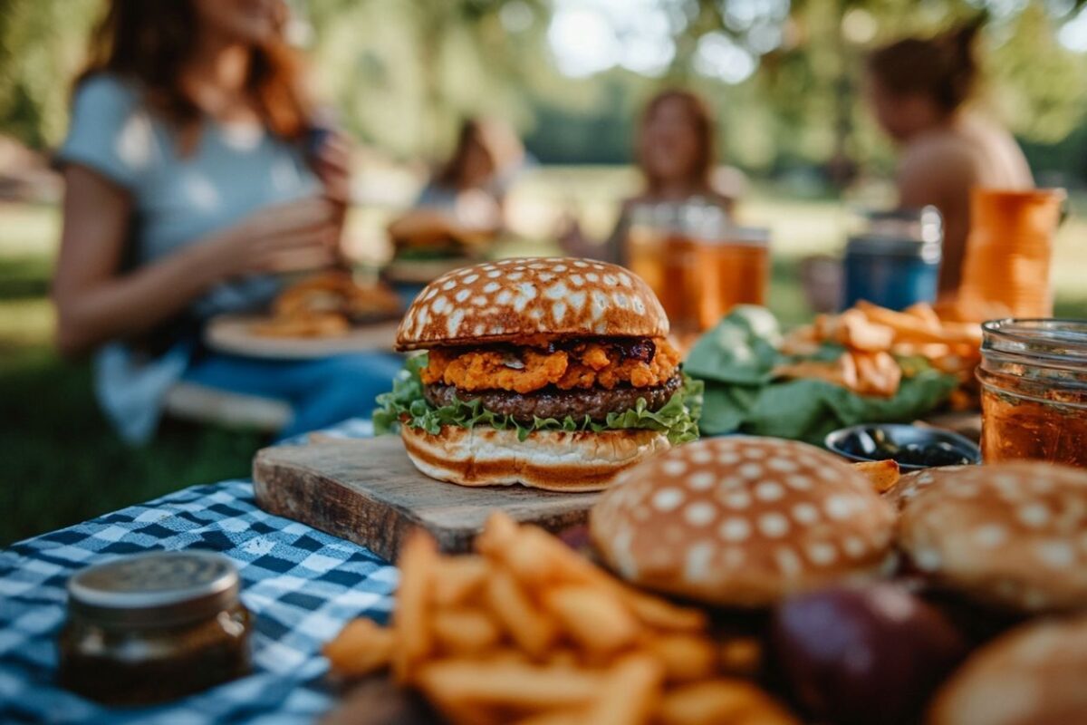 Transformez votre repas : savourez un burger sain avec une touche surprenante : la gaufre de patate douce